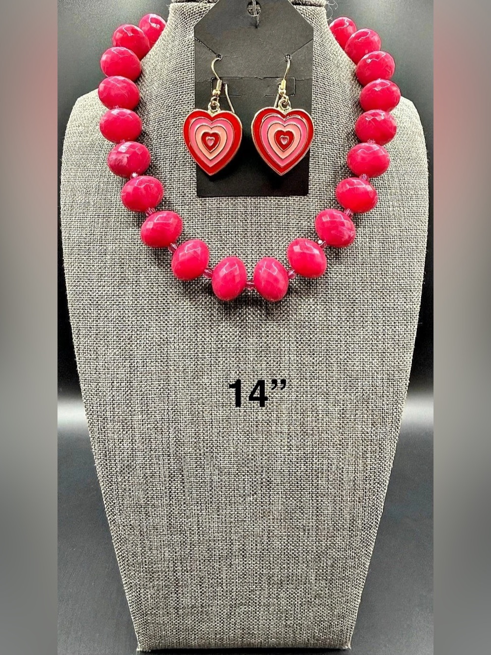 Pink & Red Heart Jewelry Set Like New